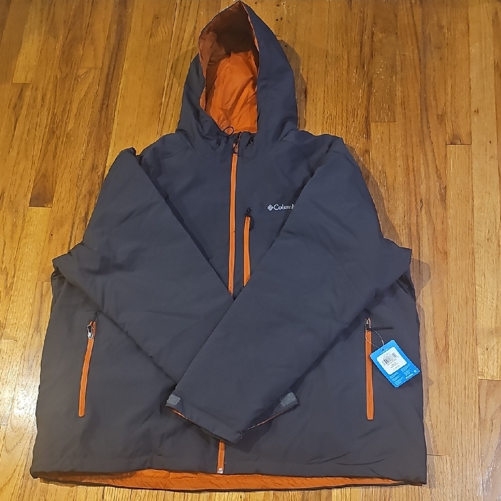NWT Big & Tall Columbia Charcoal and Tangerine Hooded Jacket